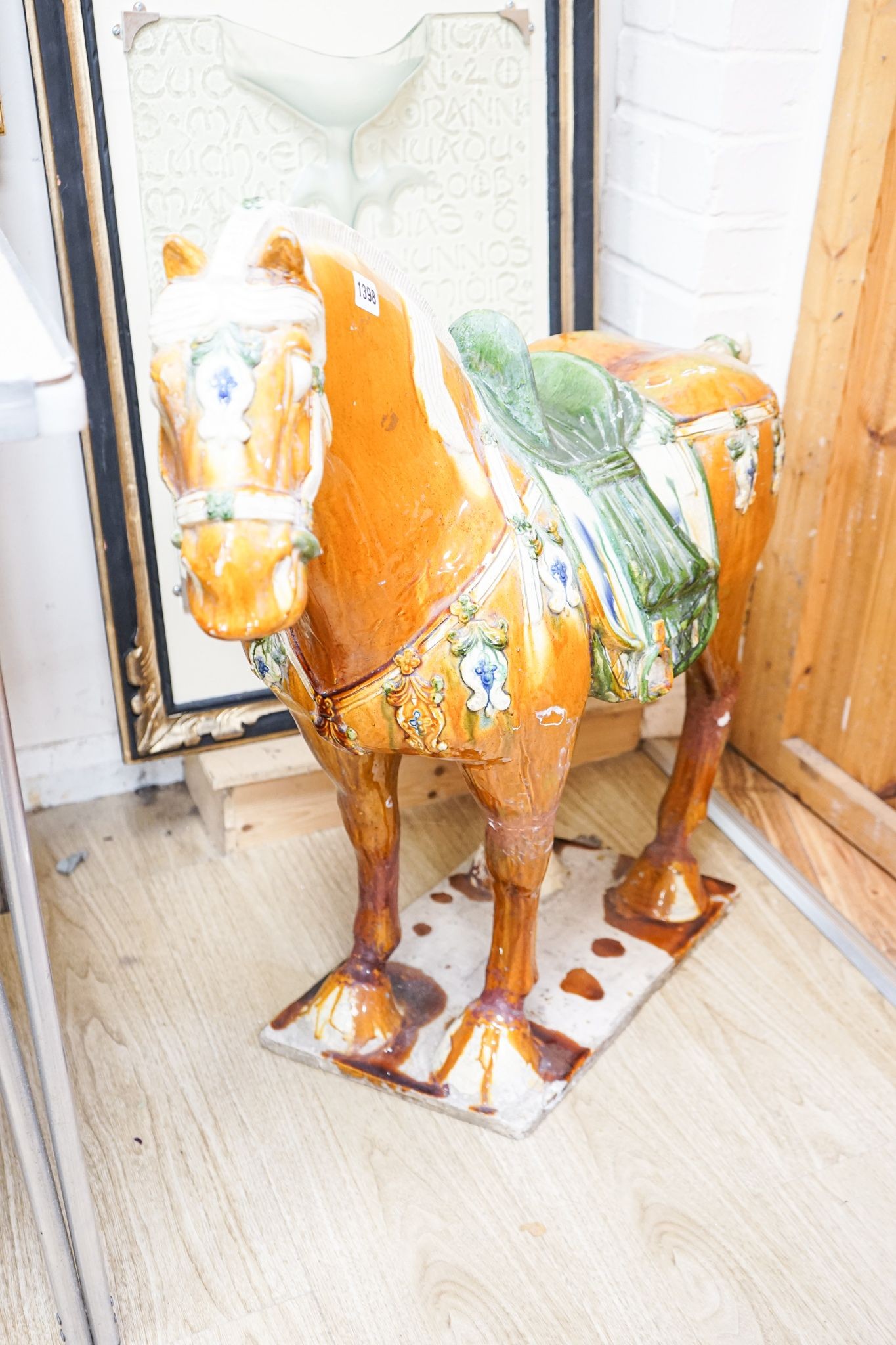 A massive Tang-style tomb pottery figure of a horse 80cm